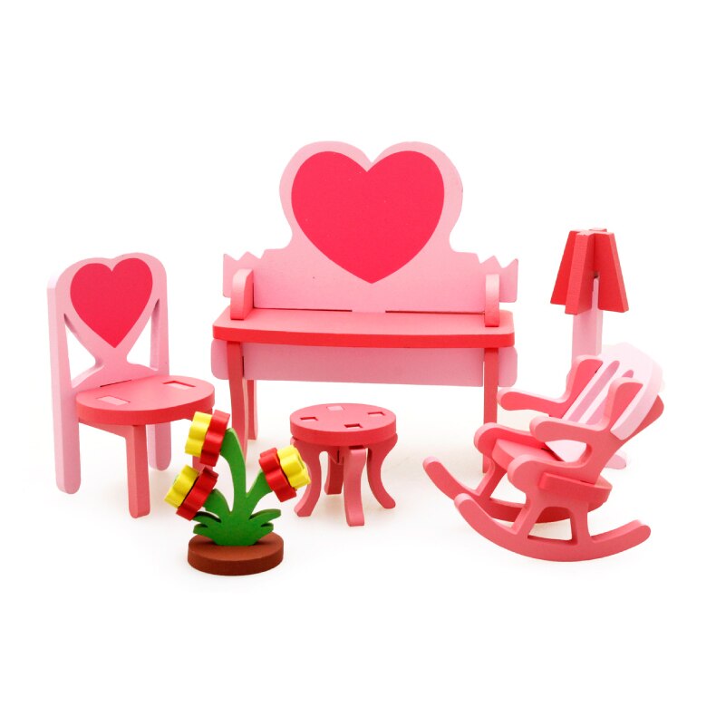 Chanycore 아기 학습 교육 나무 장난감 블록 조립 놀이 집 드레서 테이블 의자 mwz enlightenment kid gift 4203